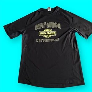* Harley Davidson Big Barn Des Moines Iowa Spell out Black tee Mens size XL